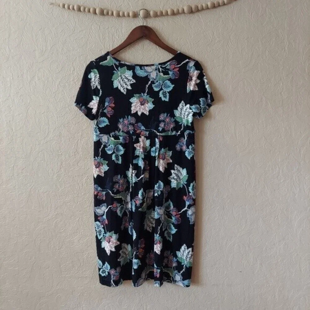 J. Jill Wearever Small Black Short Sleeve Stretchy Floral Shift Dress NEW Sz XS - Picture 6 of 8